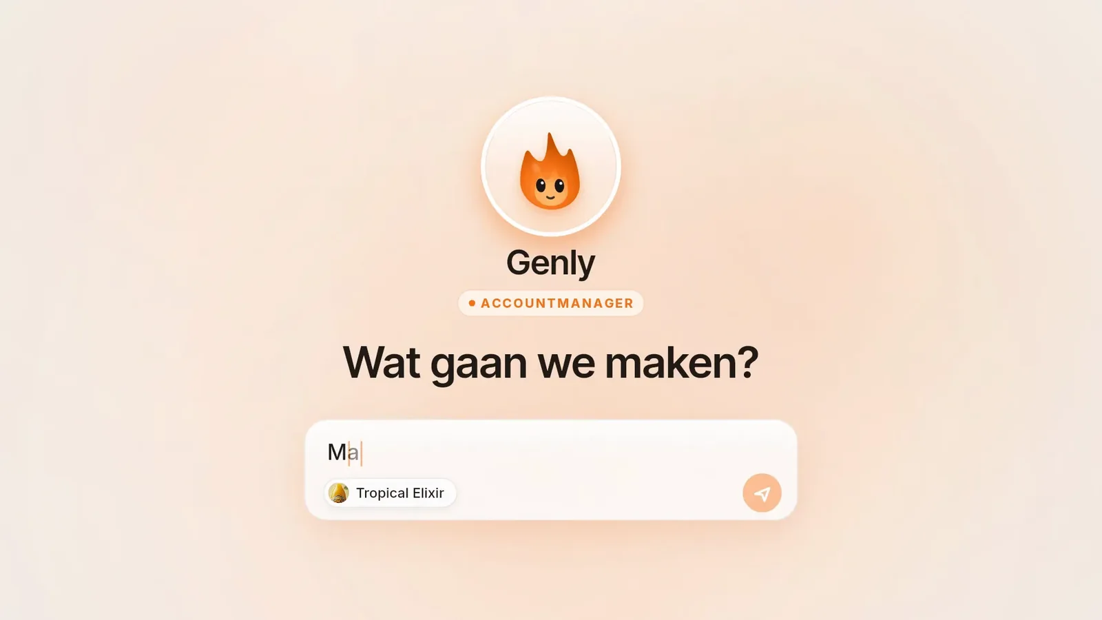 The Genly chat: the AI account manager asks what we are going to make
